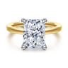 Austria - 14K White-Yellow Gold Radiant Cut Diamond Engagement Ring - 0.11 ct