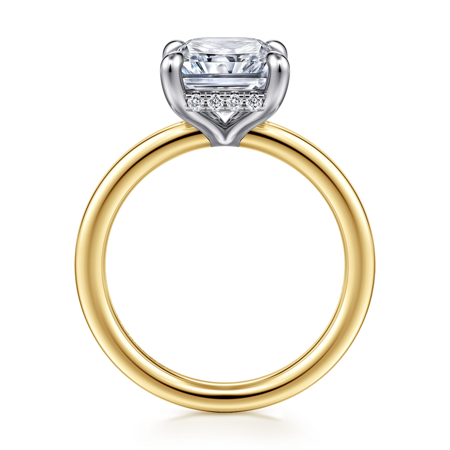 Austria - 14K White-Yellow Gold Radiant Cut Diamond Engagement Ring - 0.11 ct - Shot 2