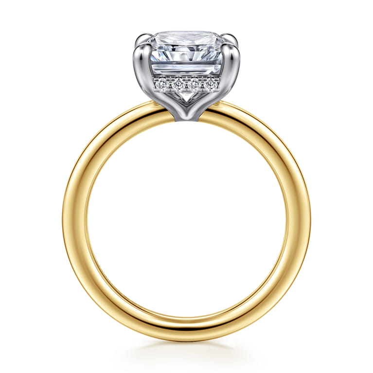 Austria - 14K White-Yellow Gold Radiant Cut Diamond Engagement Ring - 0.11 ct - Shot 2
