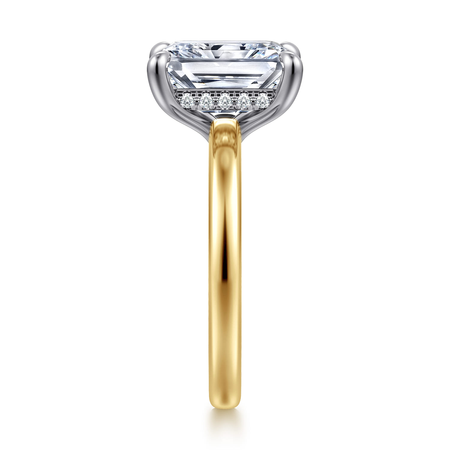 Austria - 14K White-Yellow Gold Radiant Cut Diamond Engagement Ring - 0.11 ct - Shot 4