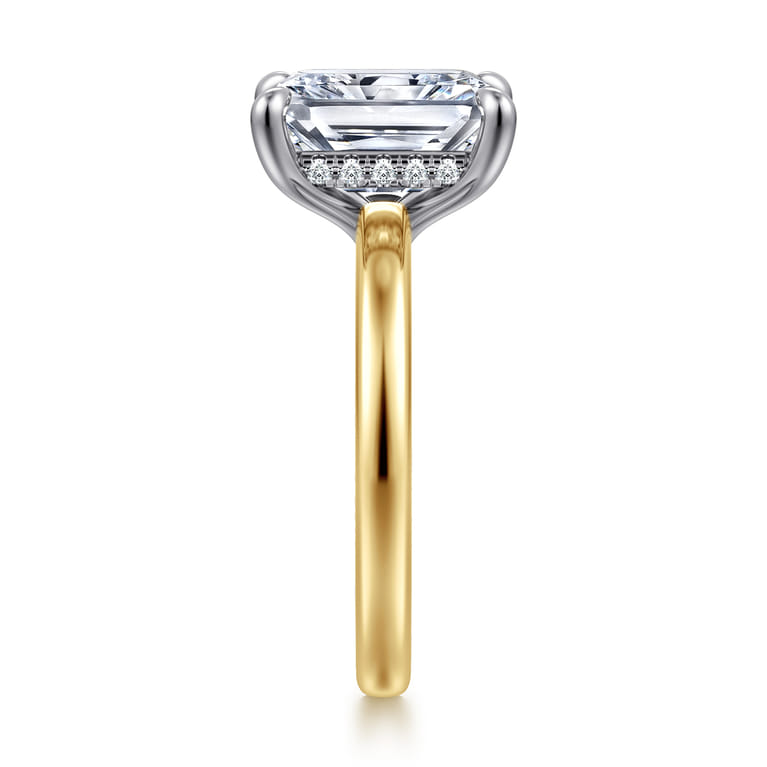 Austria - 14K White-Yellow Gold Radiant Cut Diamond Engagement Ring - 0.11 ct - Shot 4