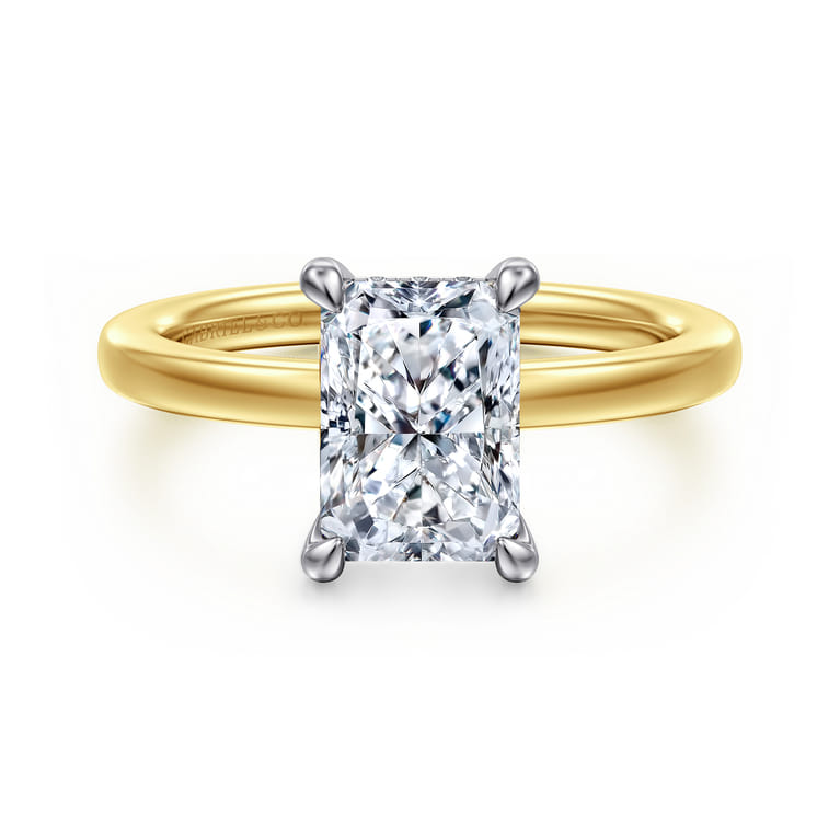 Austria - 14K White-Yellow Gold Radiant Cut Diamond Engagement Ring - 0.08 ct - Shot 1