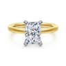 Austria - 14K White-Yellow Gold Radiant Cut Diamond Engagement Ring - 0.08 ct