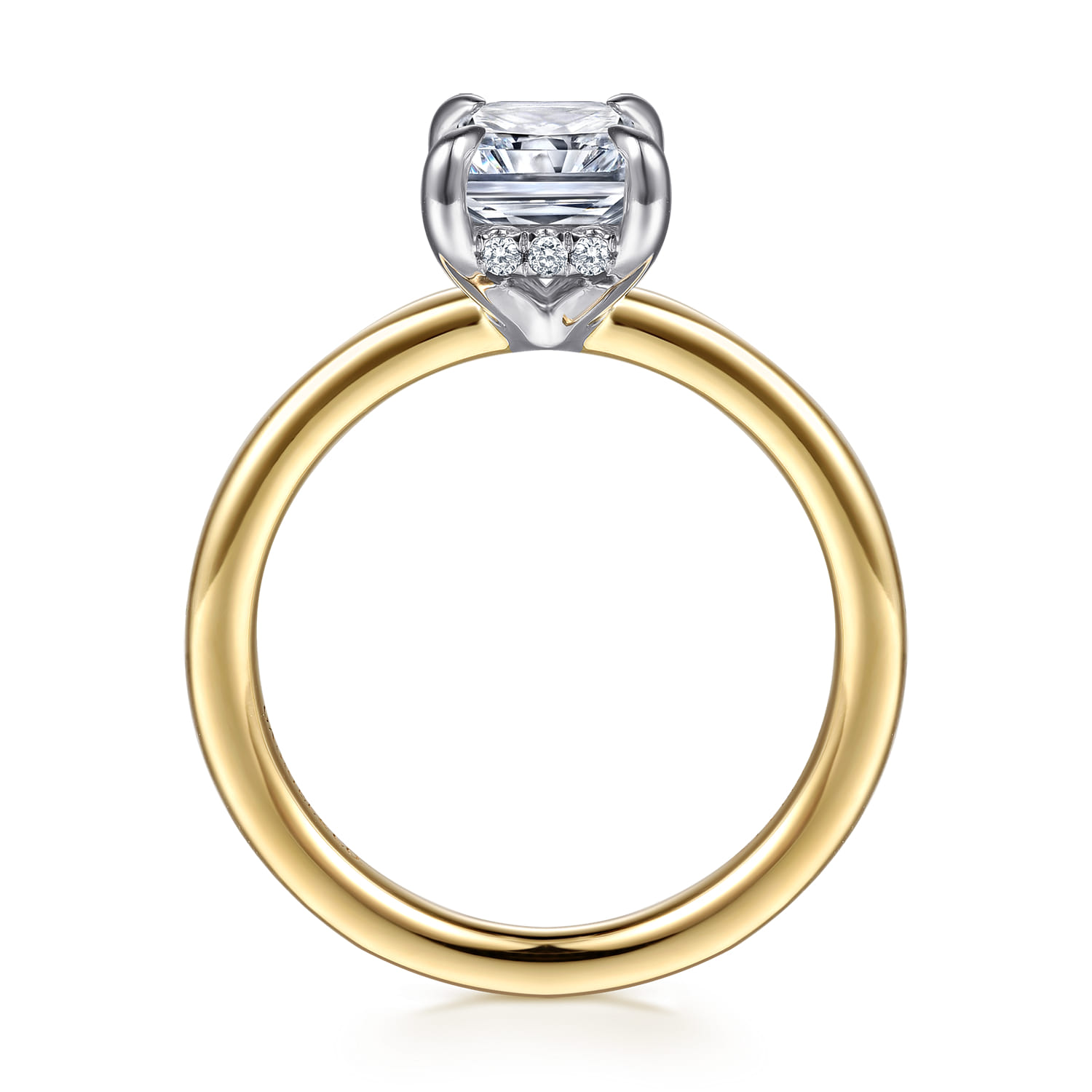Austria - 14K White-Yellow Gold Radiant Cut Diamond Engagement Ring - 0.08 ct - Shot 2