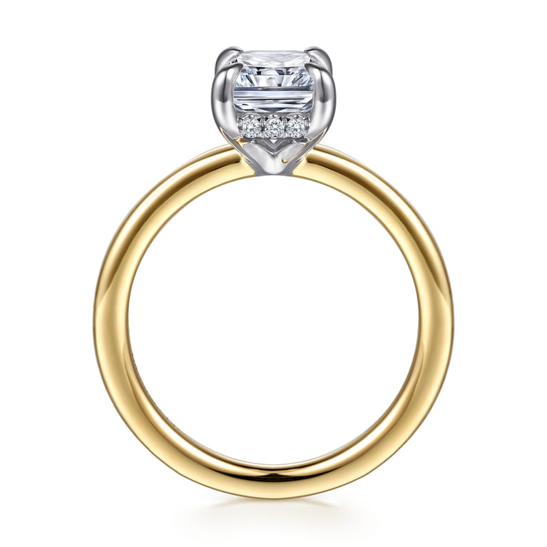 Austria - 14K White-Yellow Gold Radiant Cut Diamond Engagement Ring - 0.08 ct - Shot 2