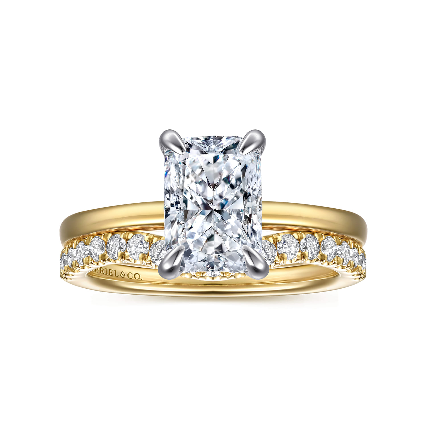 Austria - 14K White-Yellow Gold Radiant Cut Diamond Engagement Ring - 0.08 ct - Shot 4