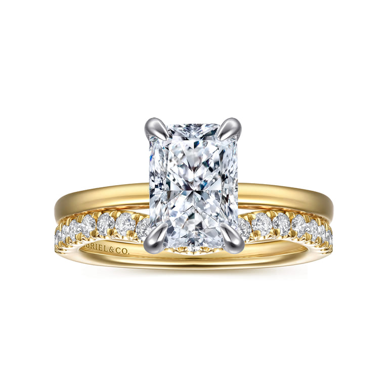 Austria - 14K White-Yellow Gold Radiant Cut Diamond Engagement Ring - 0.08 ct - Shot 4