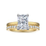 Austria - 14K White-Yellow Gold Radiant Cut Diamond Engagement Ring - 0.08 ct