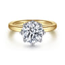 Liona - 14K White-Yellow Gold Round Solitaire Diamond Engagement Ring - 0.05 ct