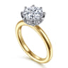 Liona - 14K White-Yellow Gold Round Solitaire Diamond Engagement Ring - 0.05 ct