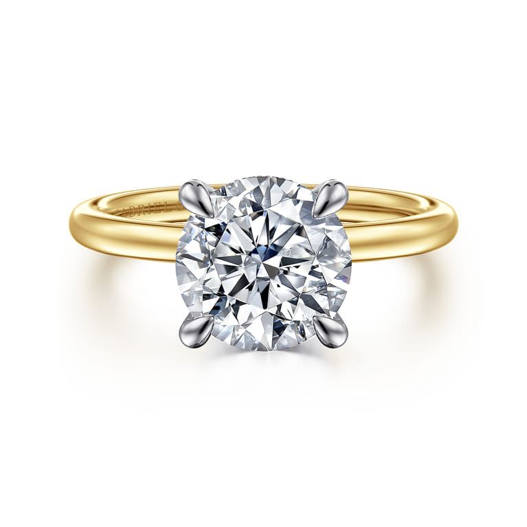 Cari - 14K White-Yellow Gold Round Diamond Engagement Ring - 0.08 ct - Shot 1