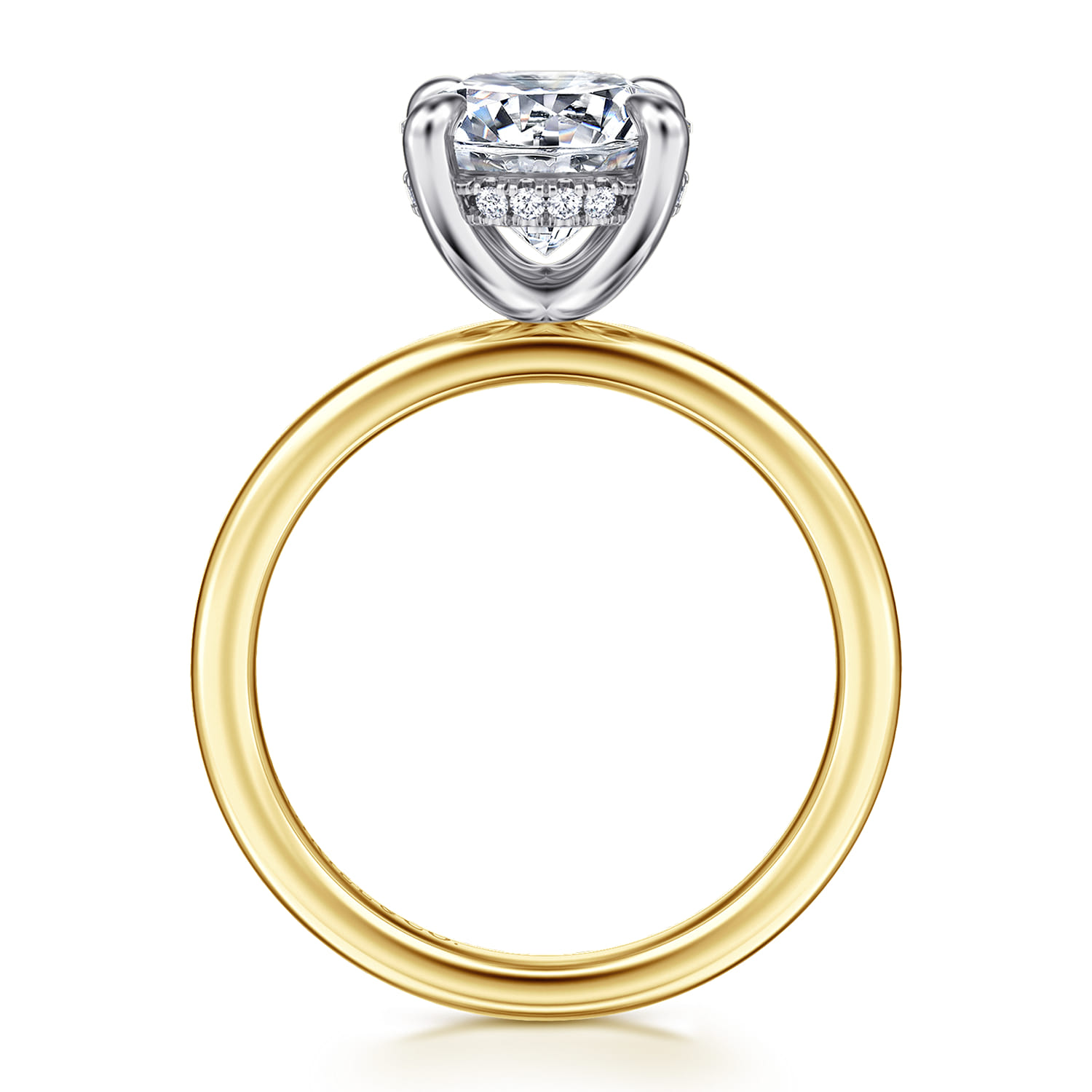 Cari - 14K White-Yellow Gold Round Diamond Engagement Ring - 0.08 ct - Shot 2