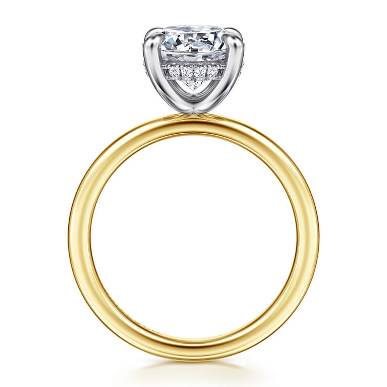 Cari - 14K White-Yellow Gold Round Diamond Engagement Ring - 0.08 ct - Shot 2