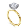 Cari - 14K White-Yellow Gold Round Diamond Engagement Ring - 0.08 ct