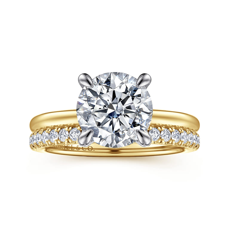 Cari - 14K White-Yellow Gold Round Diamond Engagement Ring - 0.08 ct - Shot 4