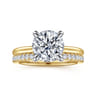Cari - 14K White-Yellow Gold Round Diamond Engagement Ring - 0.08 ct