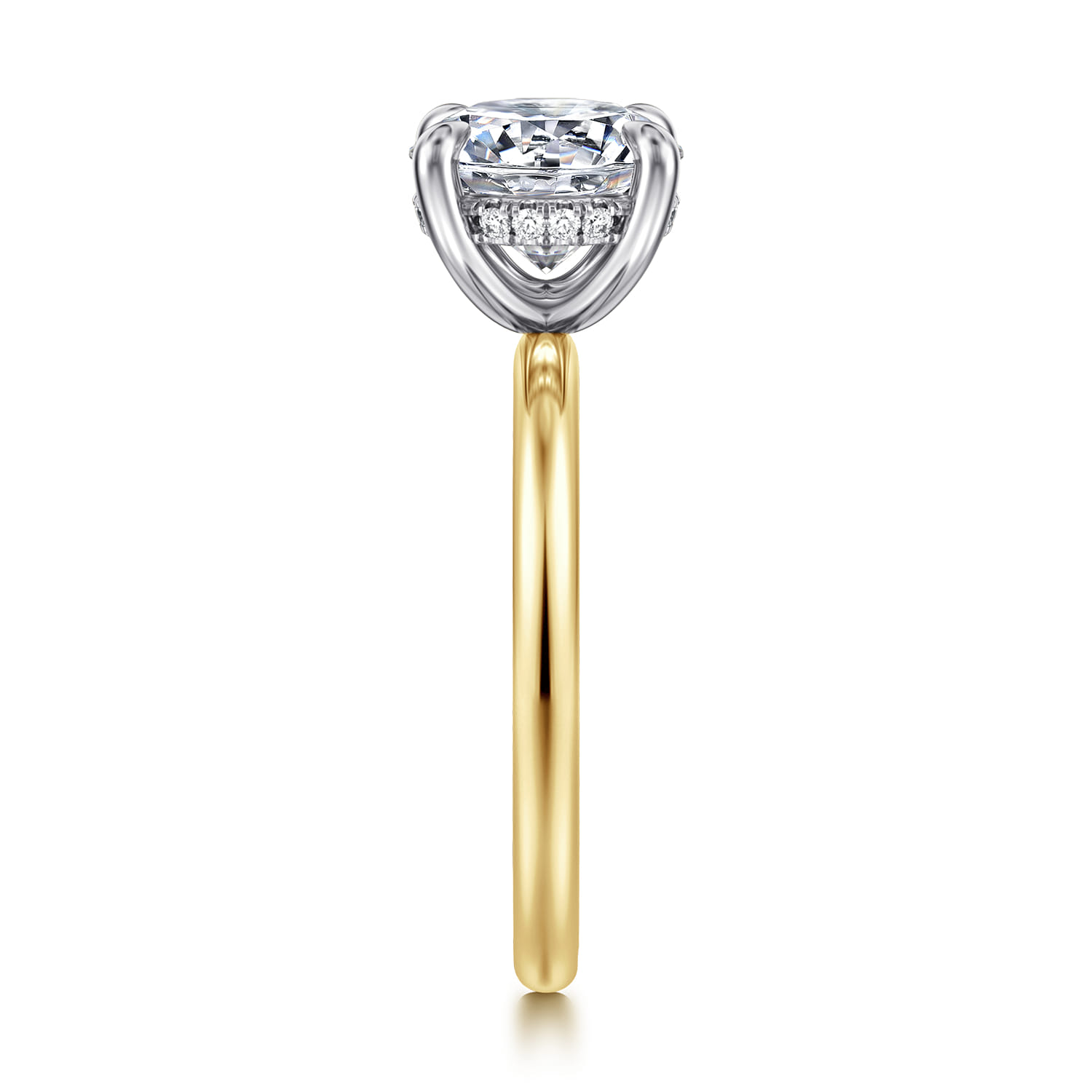 Cari - 14K White-Yellow Gold Round Diamond Engagement Ring - 0.08 ct - Shot 5