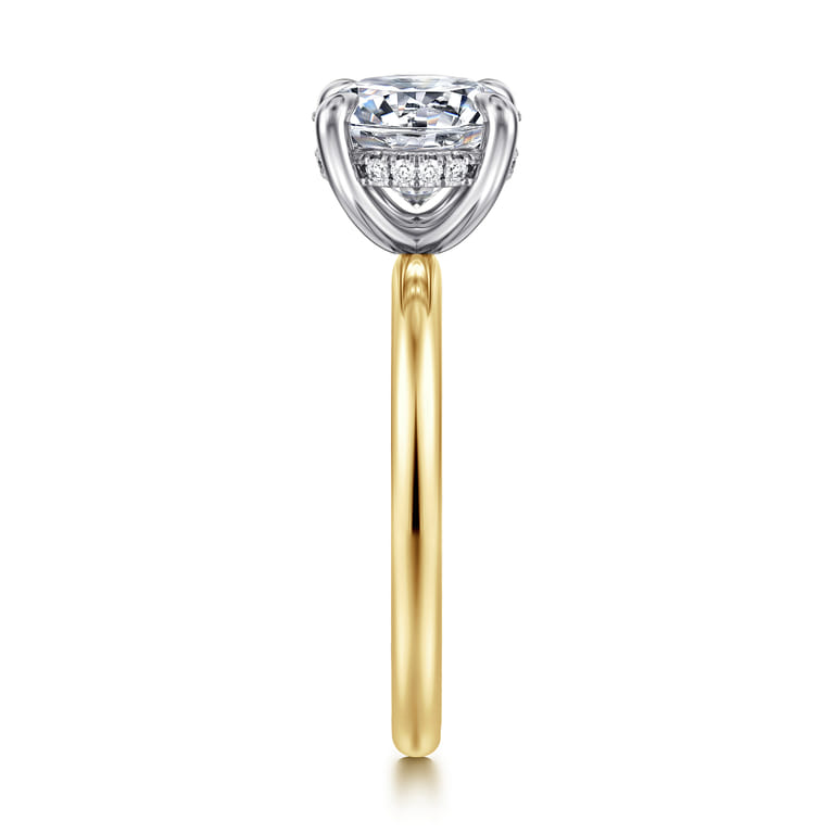 Cari - 14K White-Yellow Gold Round Diamond Engagement Ring - 0.08 ct - Shot 5