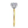 Cari - 14K White-Yellow Gold Round Diamond Engagement Ring - 0.08 ct