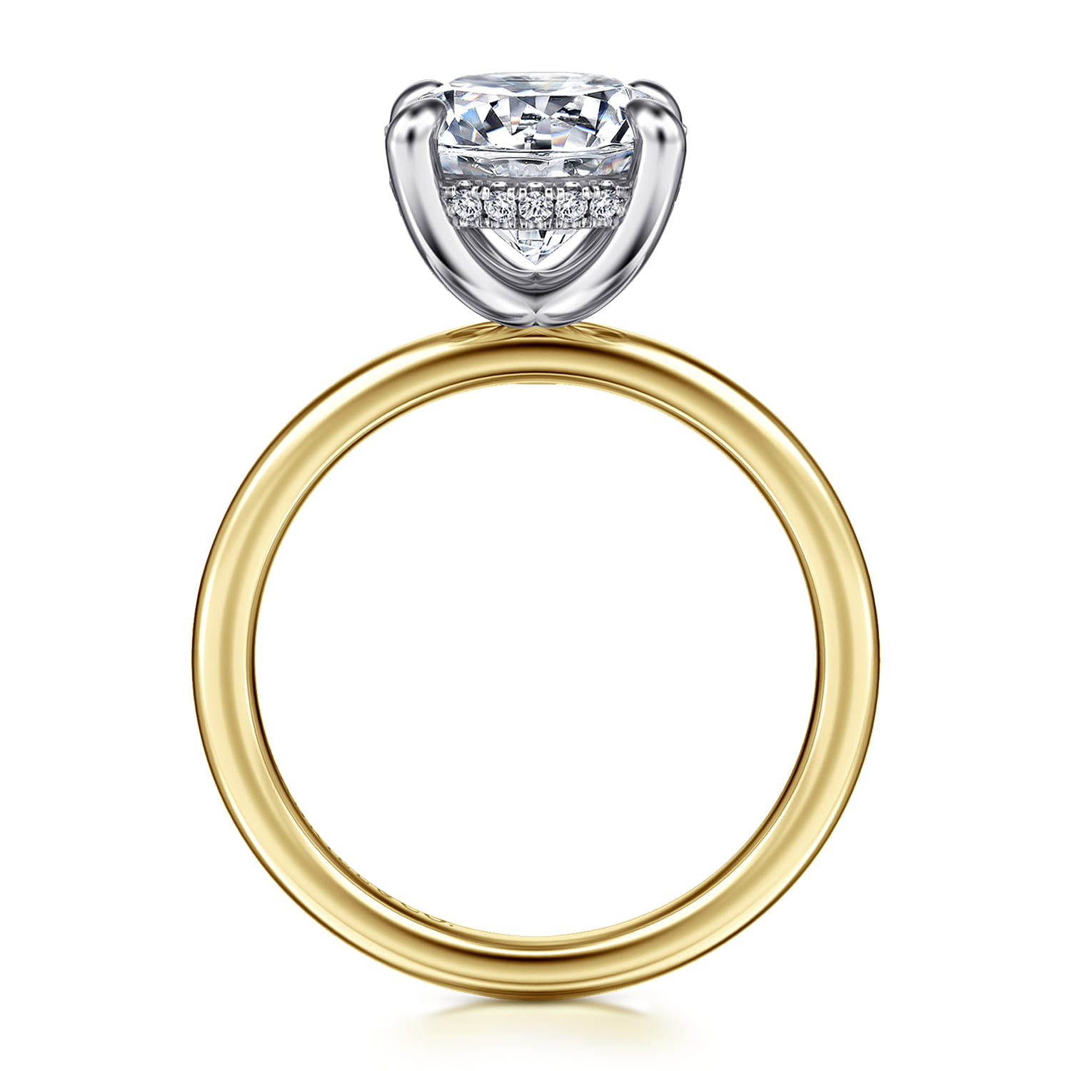 Cari - 14K White-Yellow Gold Round Diamond Engagement Ring - 0.09 ct - Shot 2