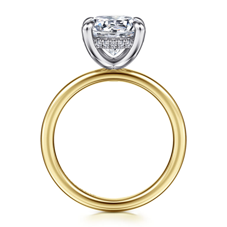 Cari - 14K White-Yellow Gold Round Diamond Engagement Ring - 0.09 ct - Shot 2