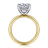 Cari - 14K White-Yellow Gold Round Diamond Engagement Ring - 0.09 ct
