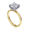 Cari - 14K White-Yellow Gold Round Diamond Engagement Ring - 0.09 ct