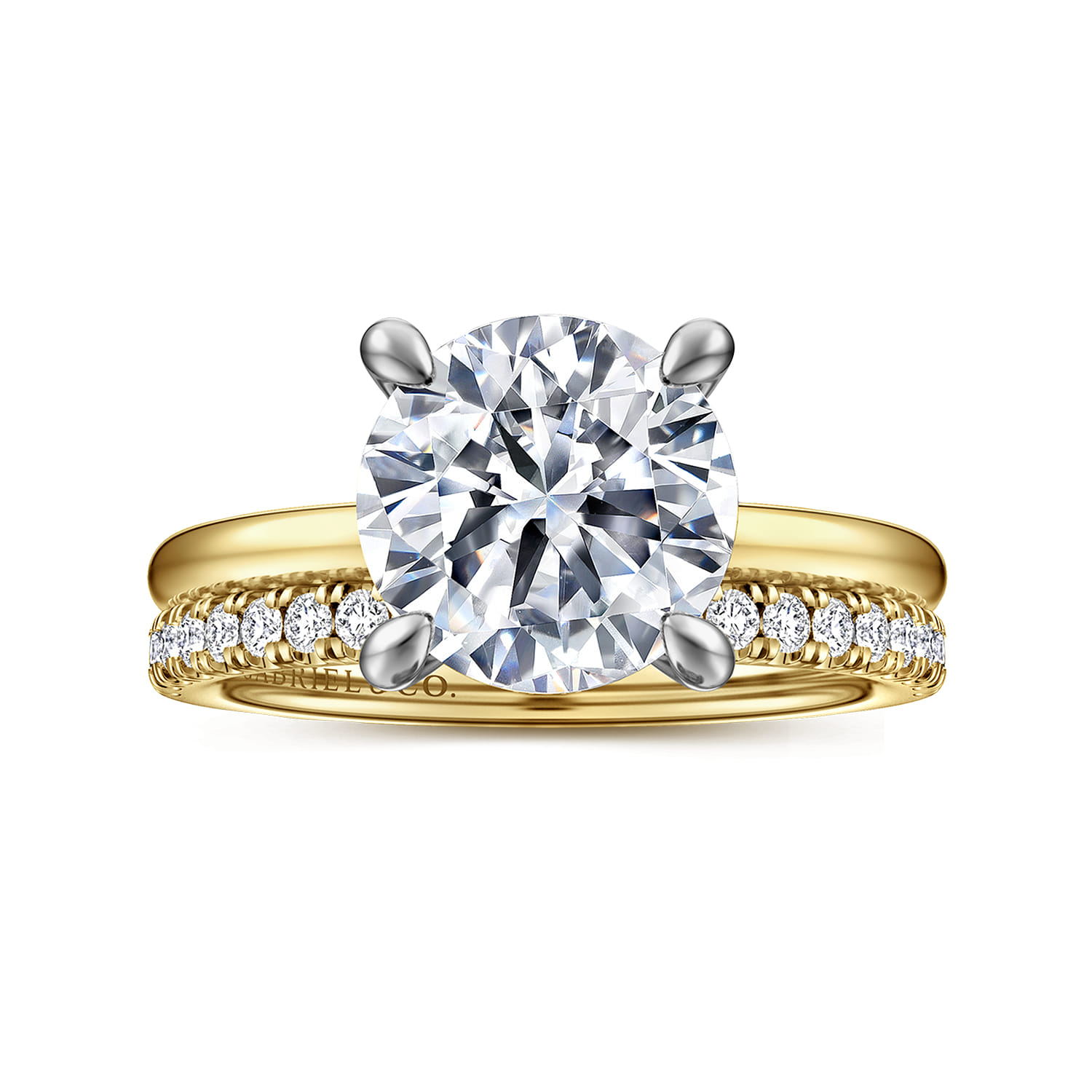 Cari - 14K White-Yellow Gold Round Diamond Engagement Ring - 0.09 ct - Shot 4