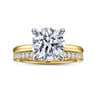 Cari - 14K White-Yellow Gold Round Diamond Engagement Ring - 0.09 ct
