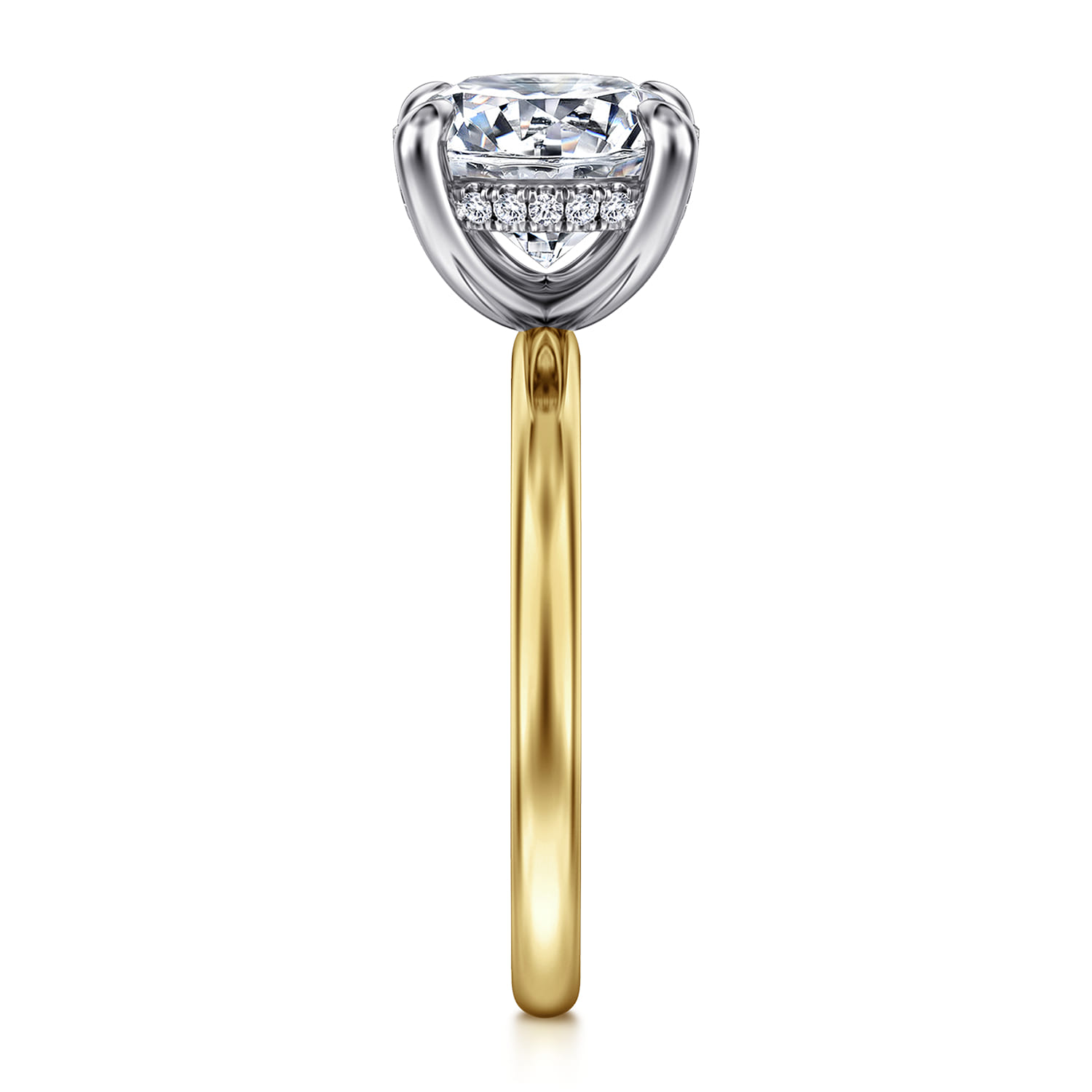 Cari - 14K White-Yellow Gold Round Diamond Engagement Ring - 0.09 ct - Shot 5
