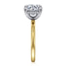 Cari - 14K White-Yellow Gold Round Diamond Engagement Ring - 0.09 ct