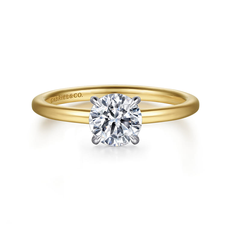Cari - 14K White-Yellow Gold Round Diamond Engagement Ring - 0.05 ct - Shot 1