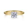 Cari - 14K White-Yellow Gold Round Diamond Engagement Ring - 0.05 ct