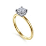 Cari - 14K White-Yellow Gold Round Diamond Engagement Ring - 0.05 ct