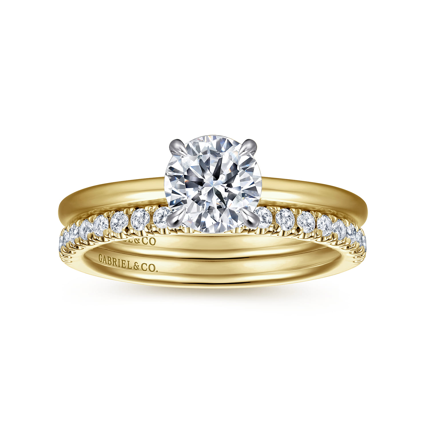 Cari - 14K White-Yellow Gold Round Diamond Engagement Ring - 0.05 ct - Shot 4