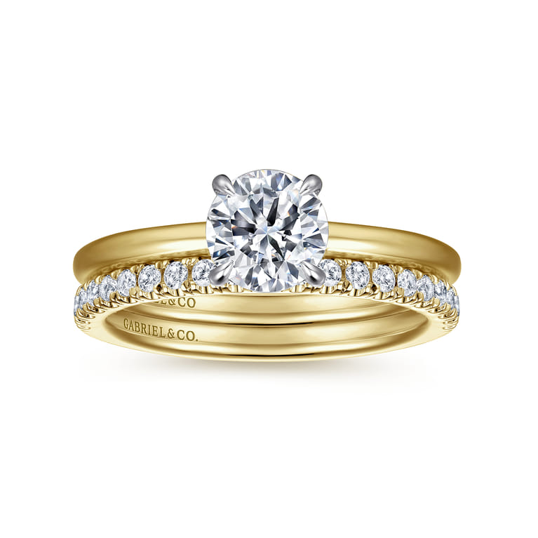 Cari - 14K White-Yellow Gold Round Diamond Engagement Ring - 0.05 ct - Shot 4
