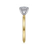 Cari - 14K White-Yellow Gold Round Diamond Engagement Ring - 0.05 ct