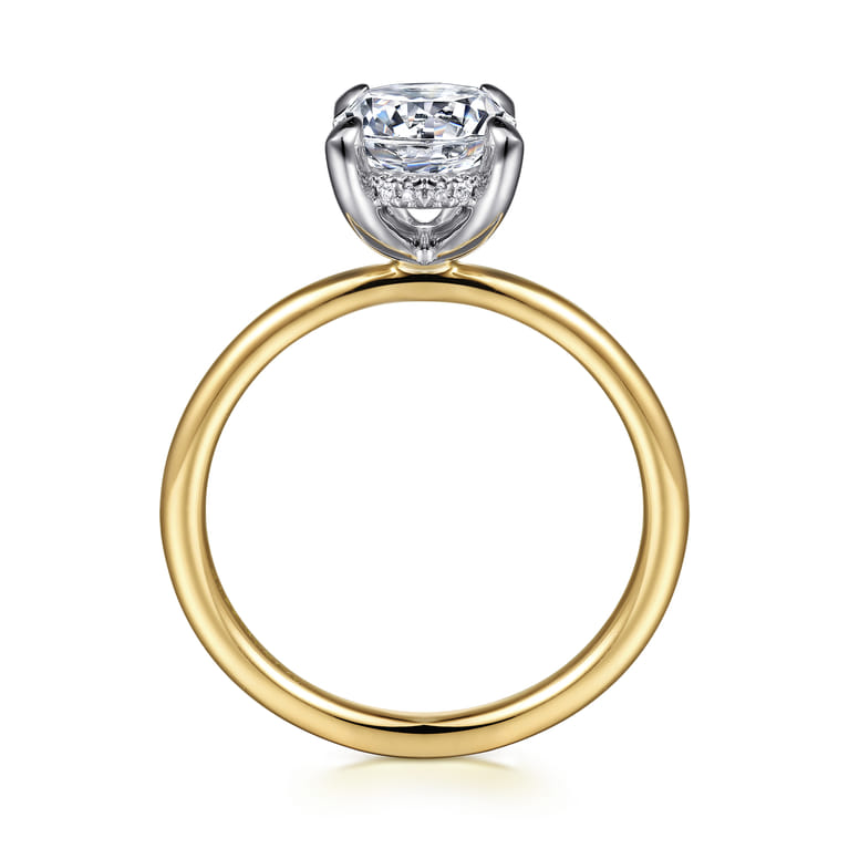 Cari - 14K White-Yellow Gold Round Diamond Engagement Ring - 0.07 ct - Shot 2