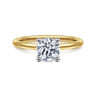 Ady - 14K White-Yellow Gold Hidden Halo Round Diamond Engagement Ring - 0.05 ct
