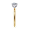 Ady - 14K White-Yellow Gold Hidden Halo Round Diamond Engagement Ring - 0.05 ct