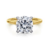 Ericka - 14K White-Yellow Gold Round Diamond Engagement Ring - 0.15 ct