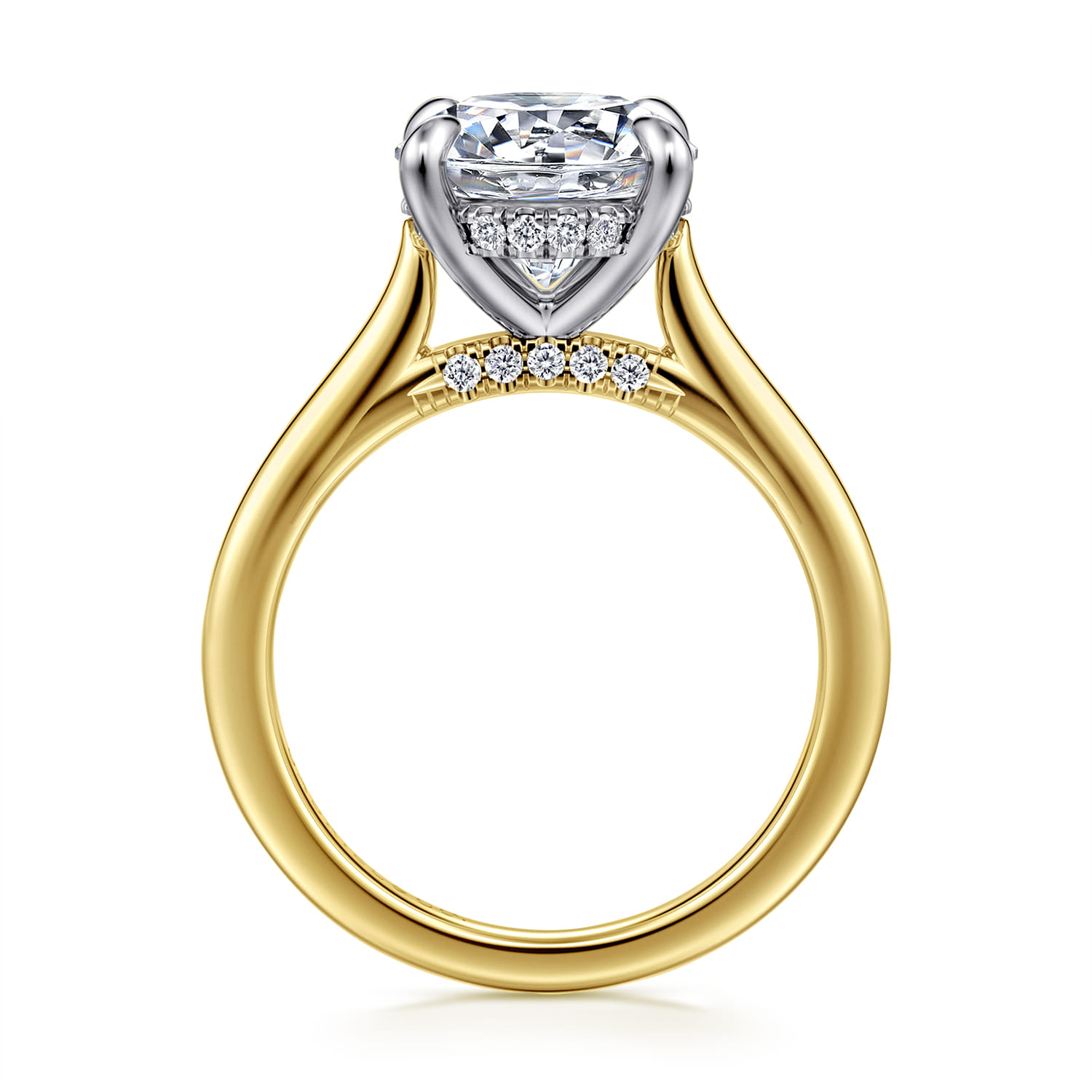 Ericka - 14K White-Yellow Gold Round Diamond Engagement Ring - 0.15 ct - Shot 2