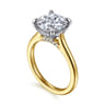 Ericka - 14K White-Yellow Gold Round Diamond Engagement Ring - 0.15 ct