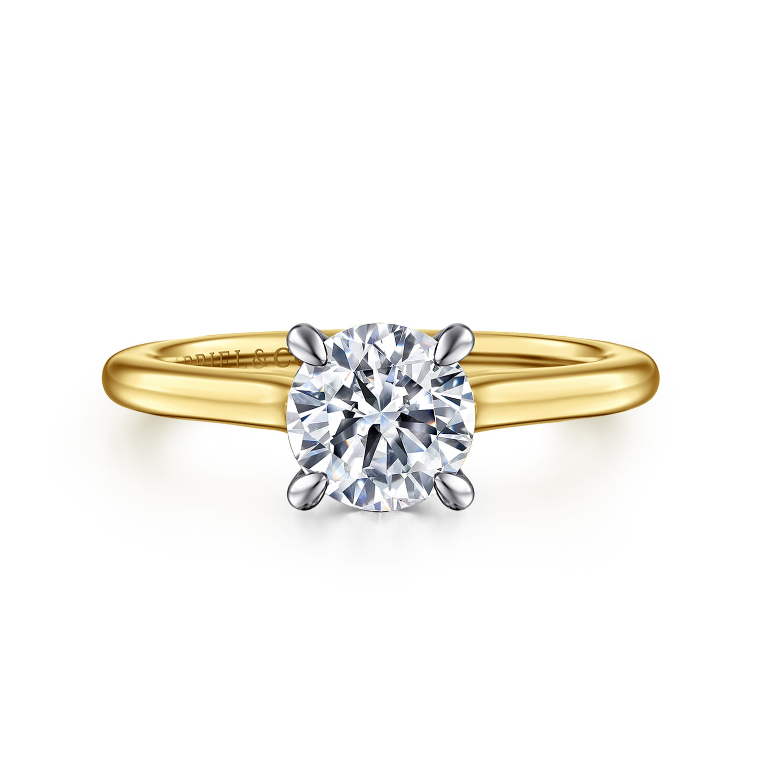 Ericka - 14K White-Yellow Gold Round Diamond Engagement Ring - 0.1 ct - Shot 1