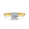 Ericka - 14K White-Yellow Gold Round Diamond Engagement Ring - 0.1 ct