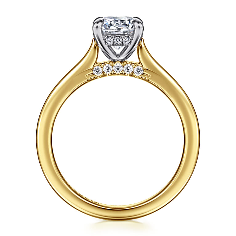 Ericka - 14K White-Yellow Gold Round Diamond Engagement Ring - 0.1 ct - Shot 2