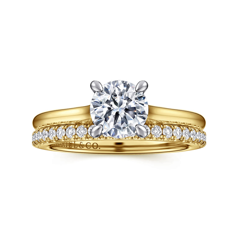 Ericka - 14K White-Yellow Gold Round Diamond Engagement Ring - 0.1 ct - Shot 4