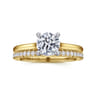 Ericka - 14K White-Yellow Gold Round Diamond Engagement Ring - 0.1 ct