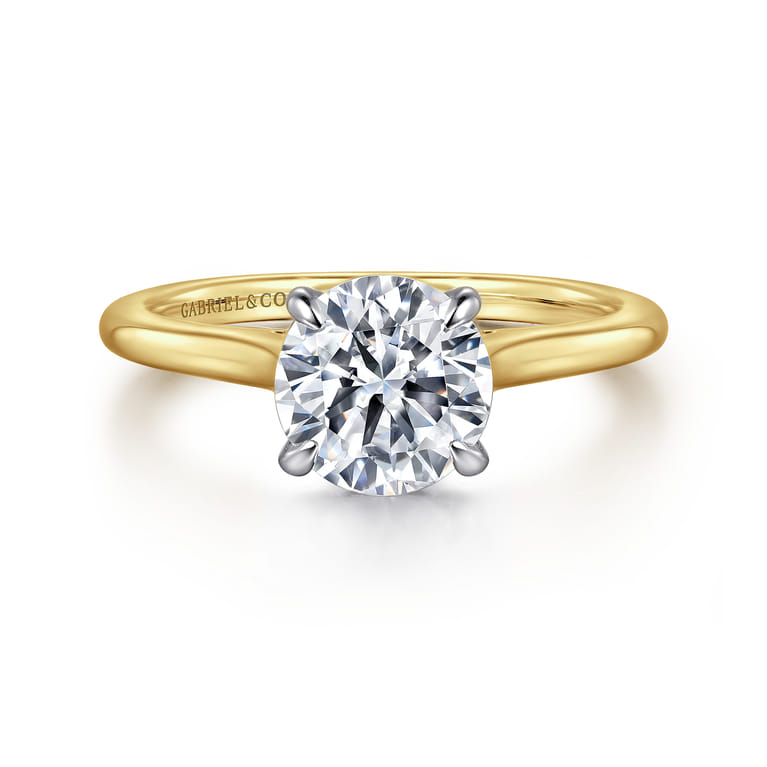 Ericka - 14K White and Yellow Gold Round Diamond Engagement Ring - 0.12 ct - Shot 1