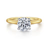 Ericka - 14K White and Yellow Gold Round Diamond Engagement Ring - 0.12 ct